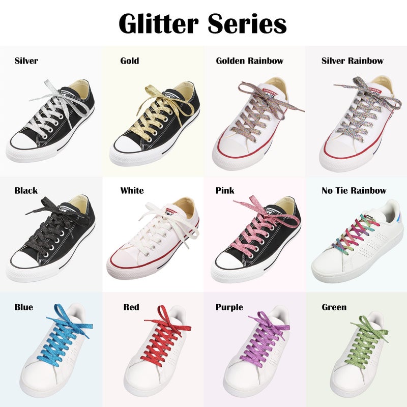 5Chaos Glitter Metallic Sparkle Shoelaces, Sparkly Shiny Shoe Laces for Women Kids Girls Men, Fun Funky Shoestring with Aglets 1Pair (31" (80CM), Metallic Black) - Image 4